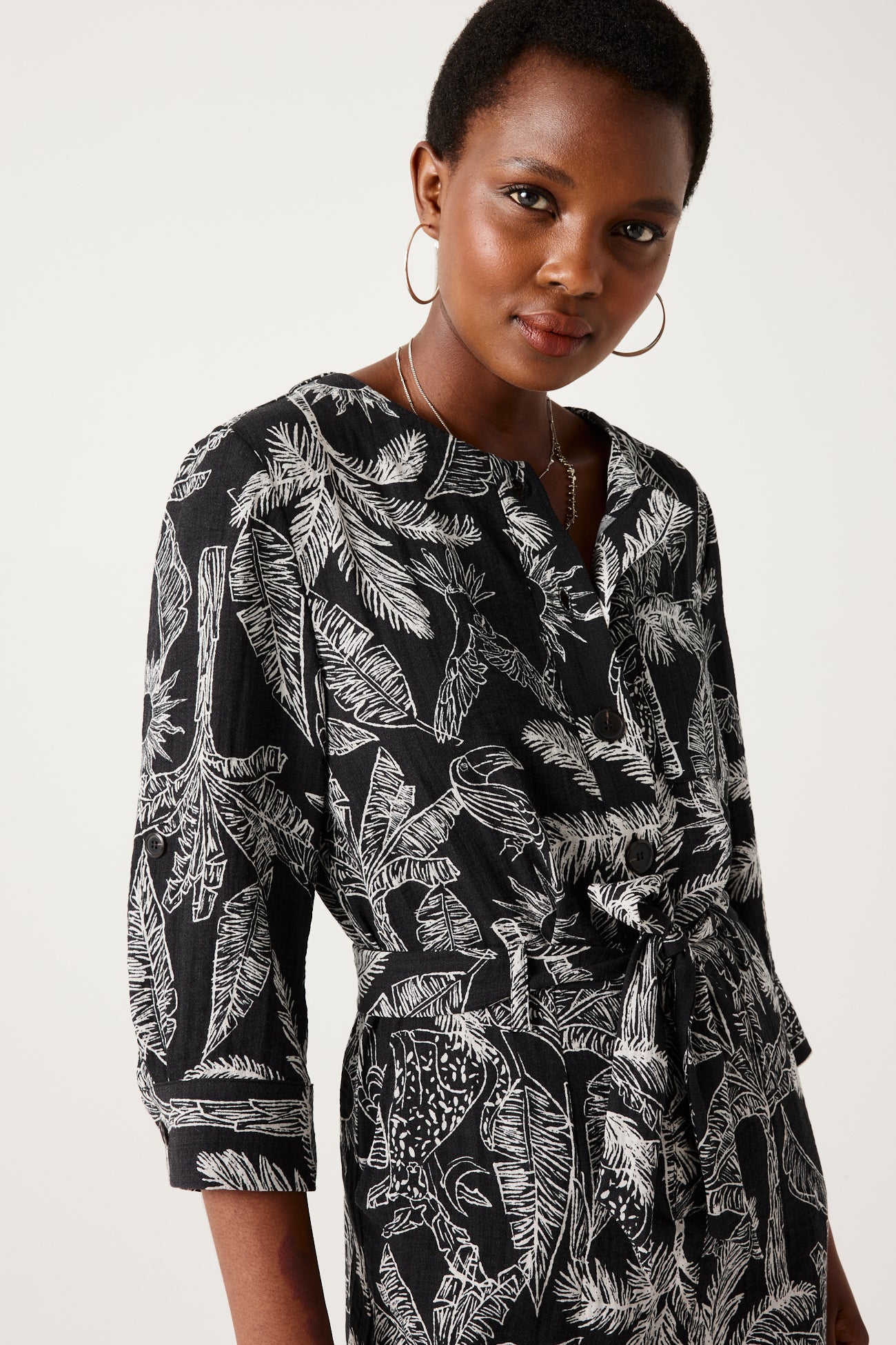 Patterned shirtdress - Black print