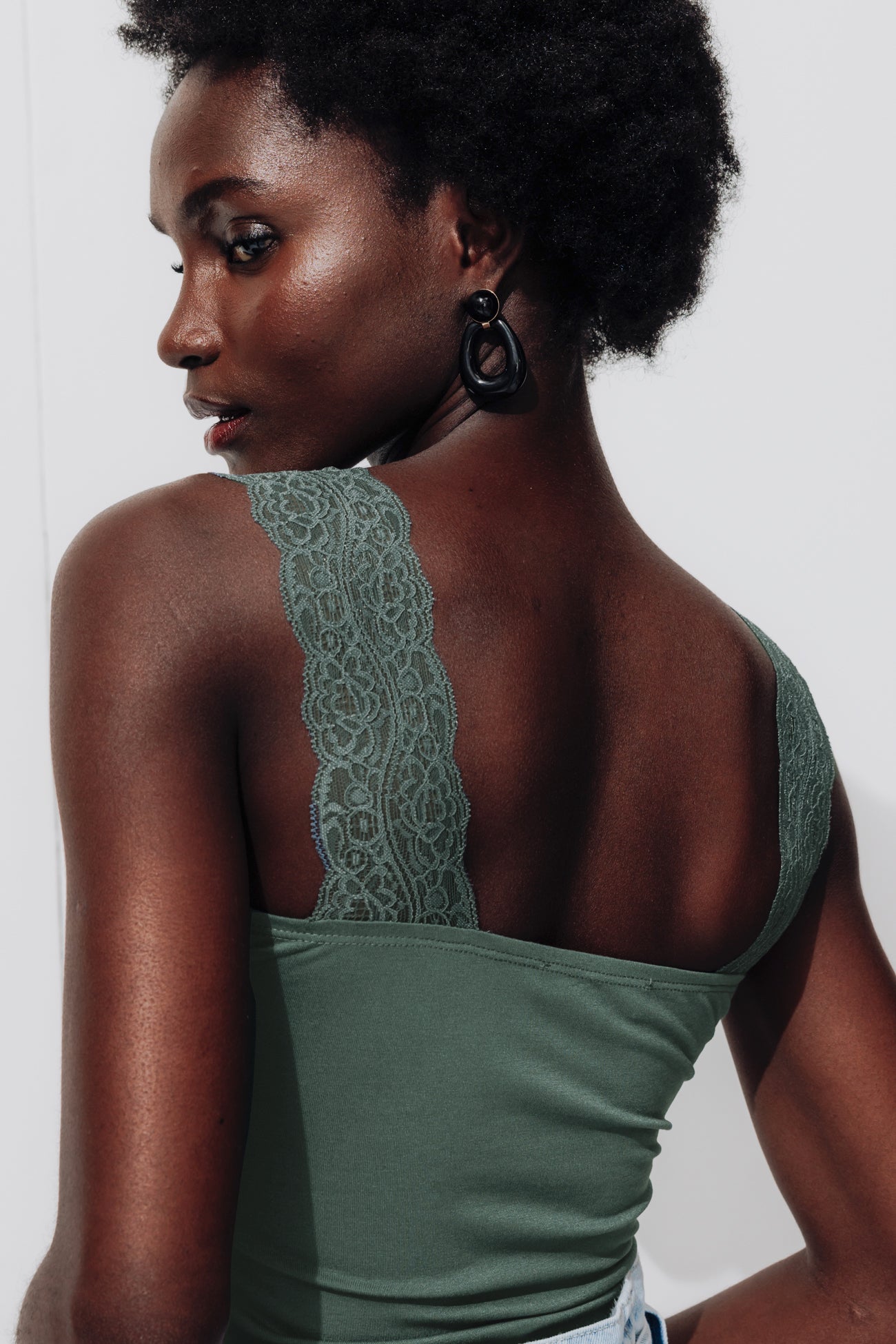 Lace strap top - Navy blue