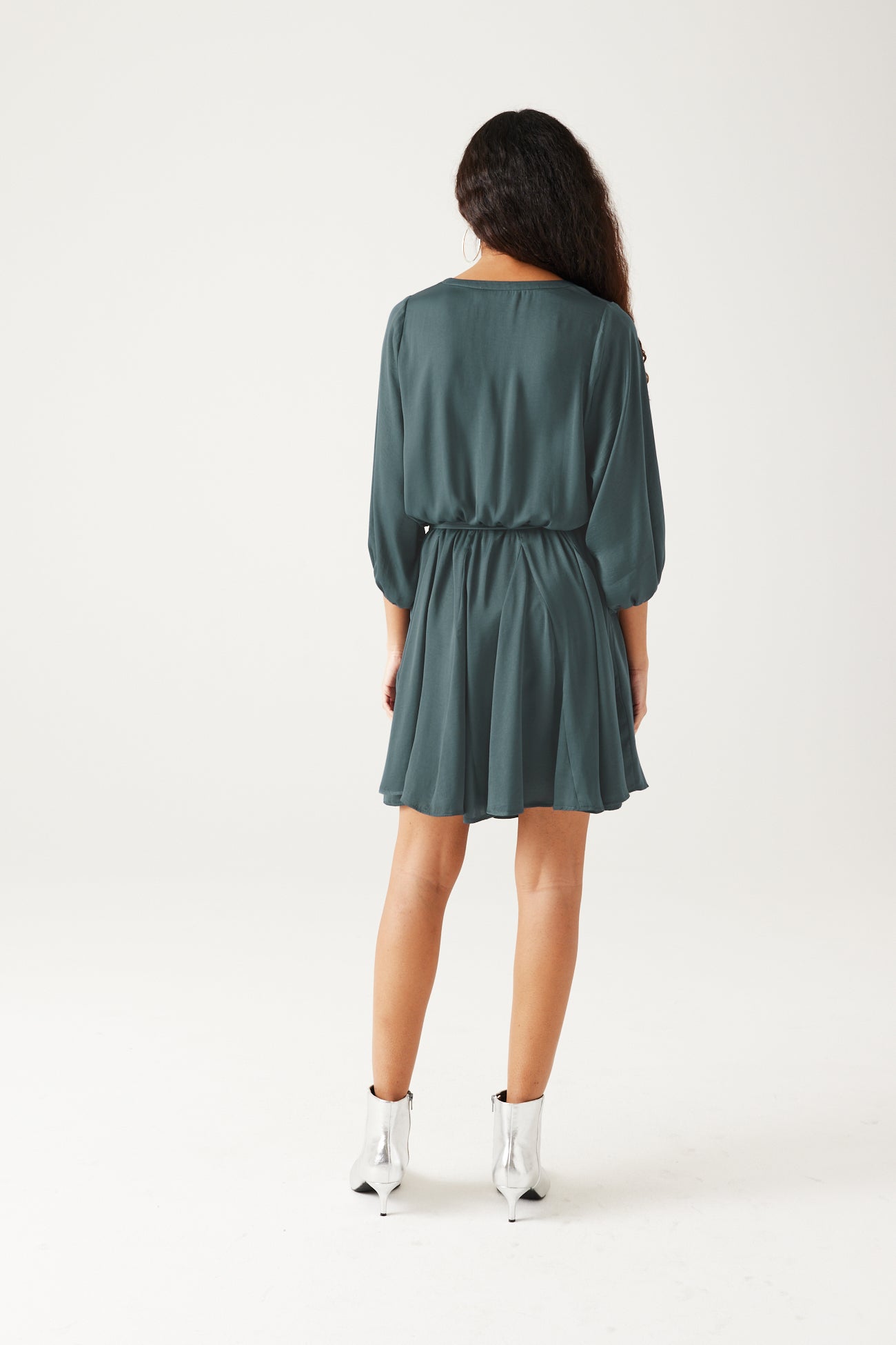 Short satin dress - Turquoise