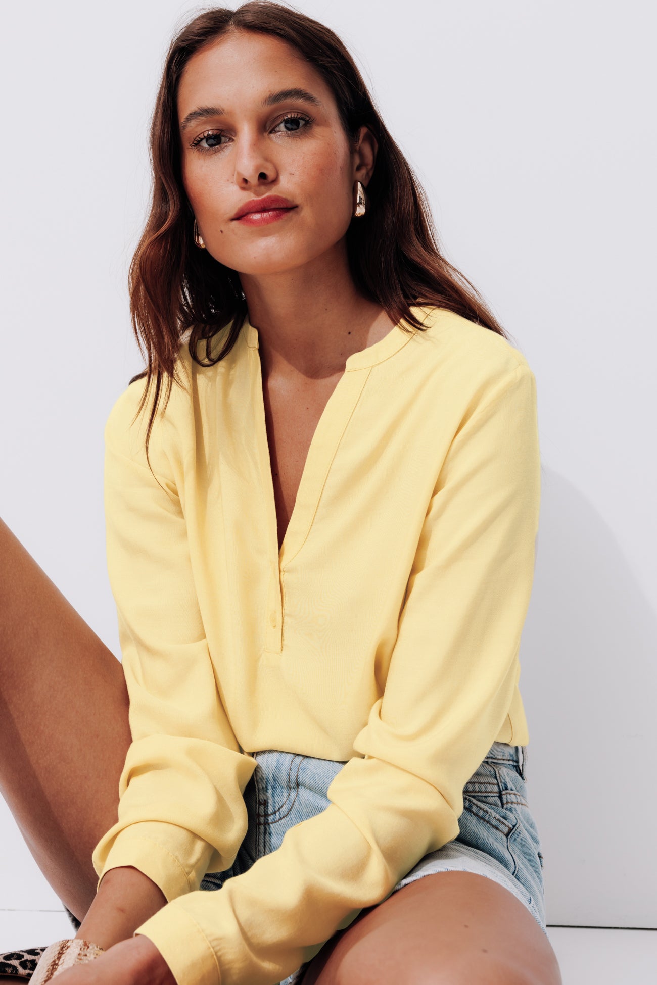 Tunic neckline blouse - Yellow
