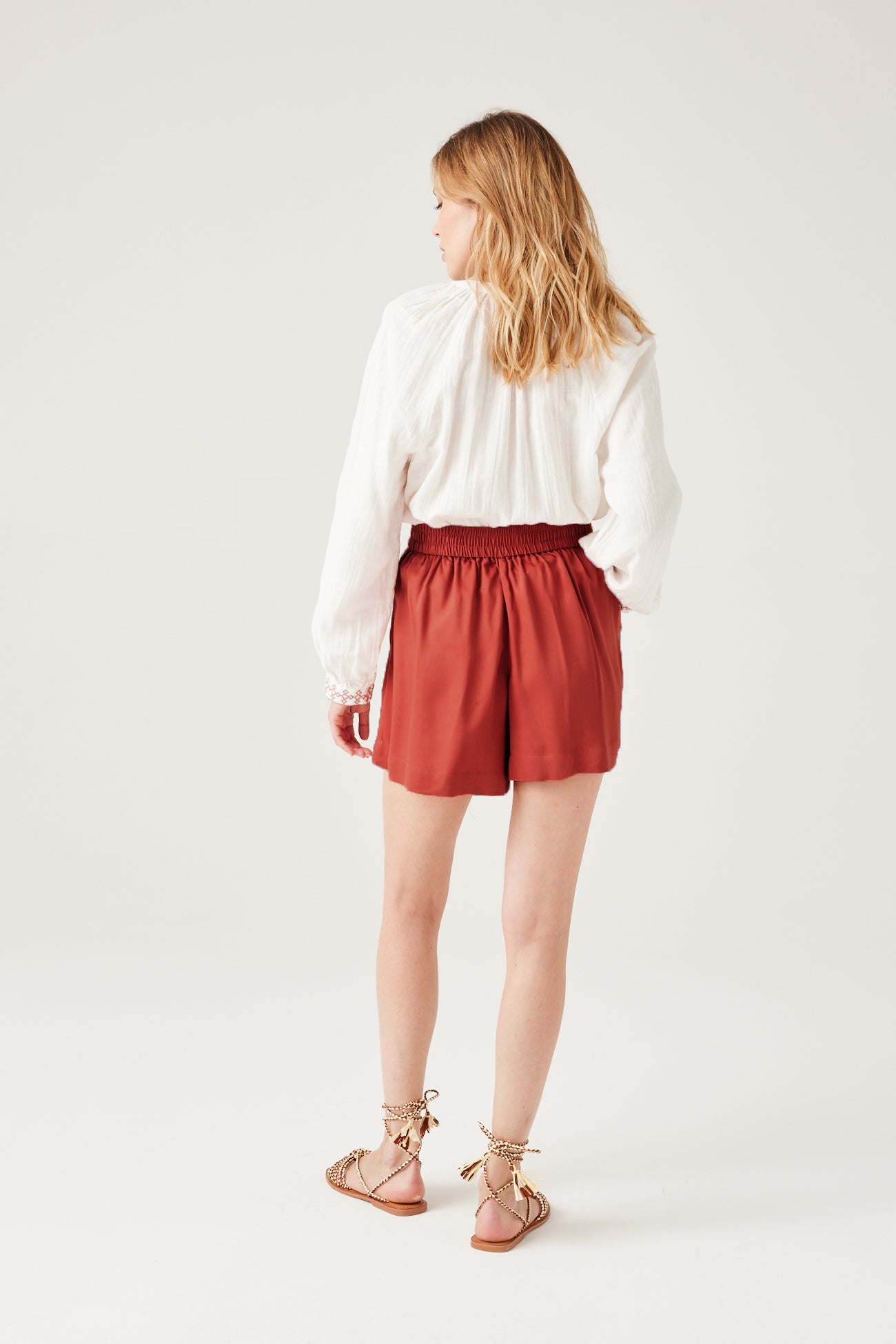 Plain belted shorts - Black print