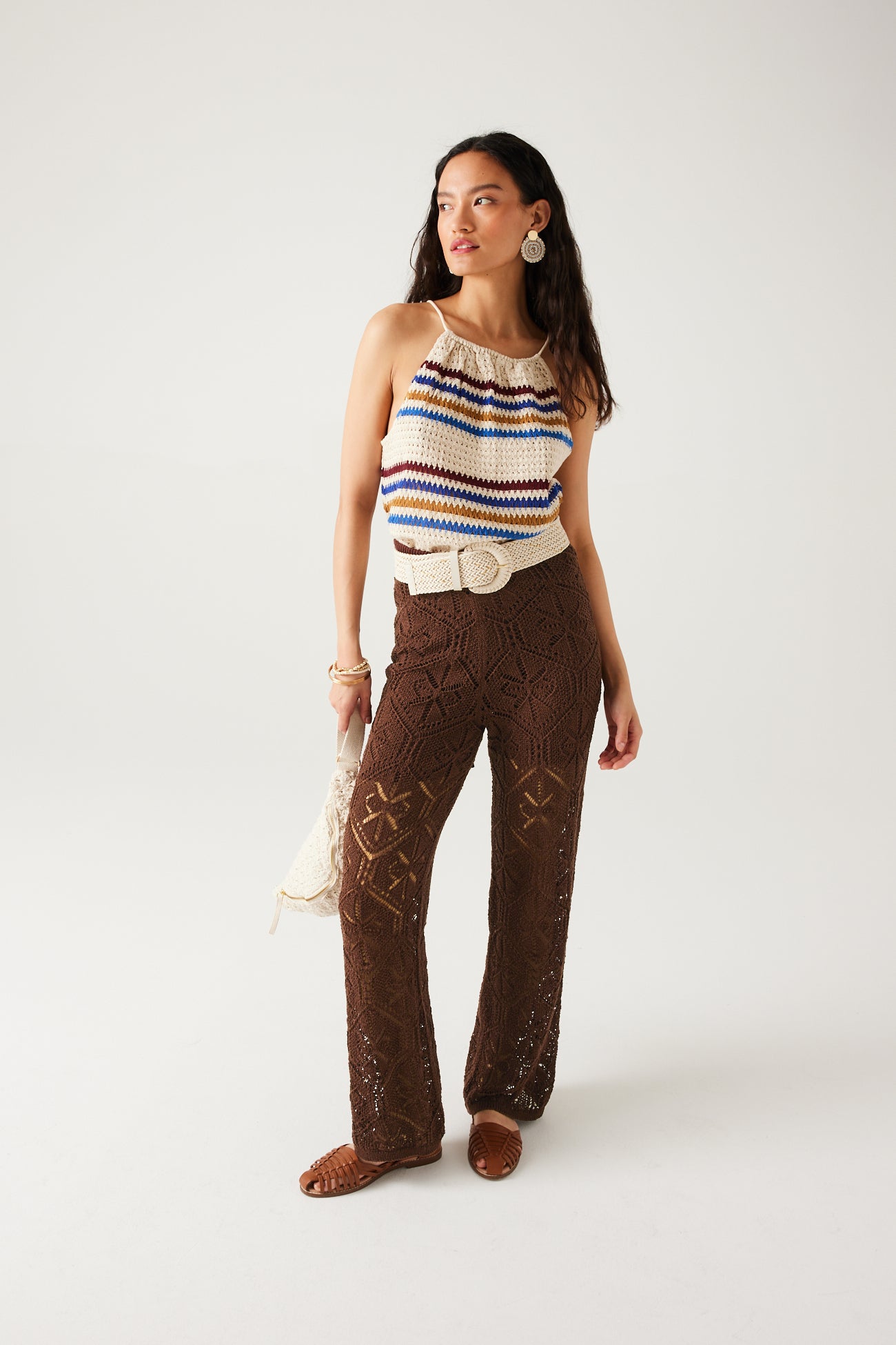 Crochet trousers - Soft chestnut