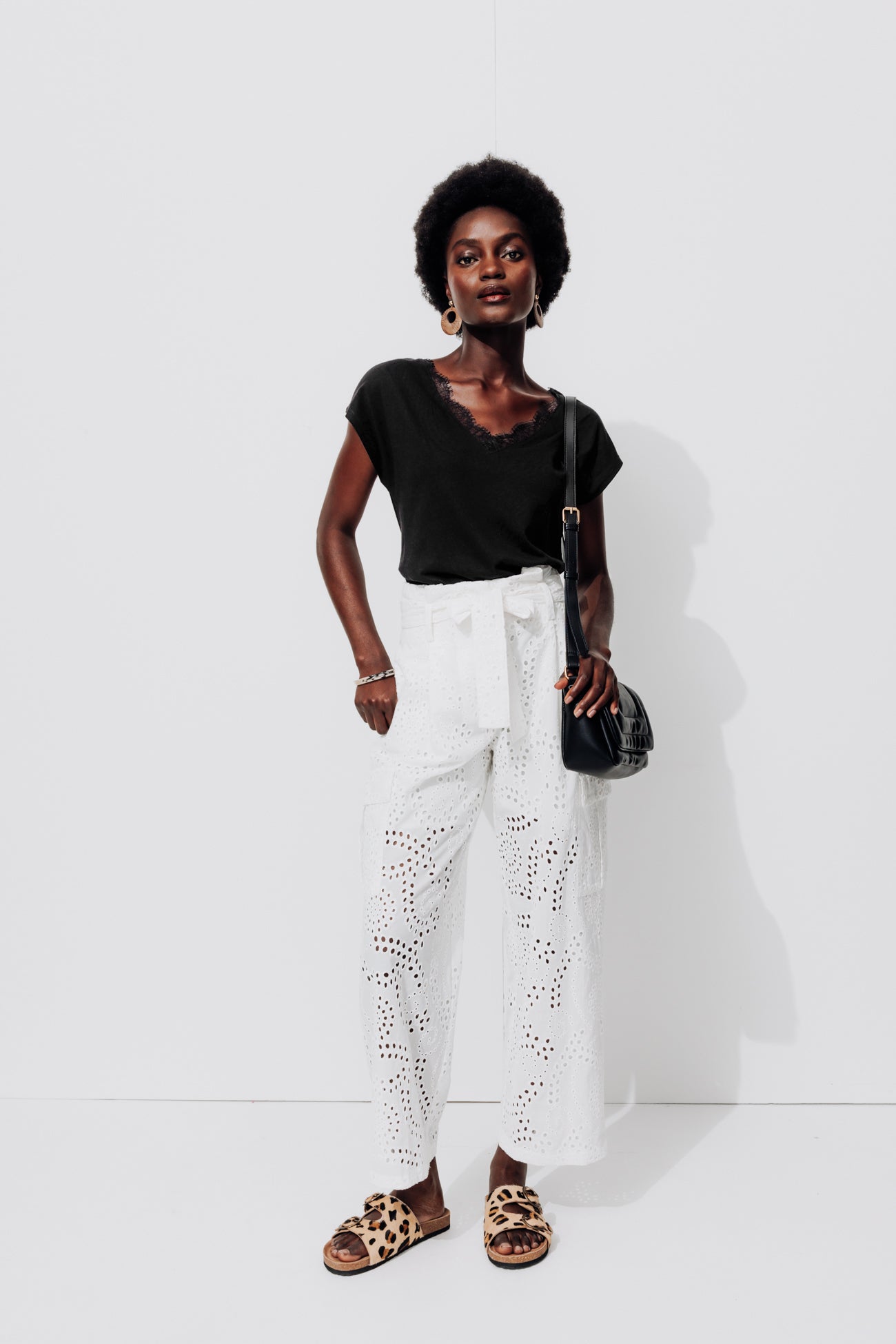 Lace detail t-shirt - Khaki