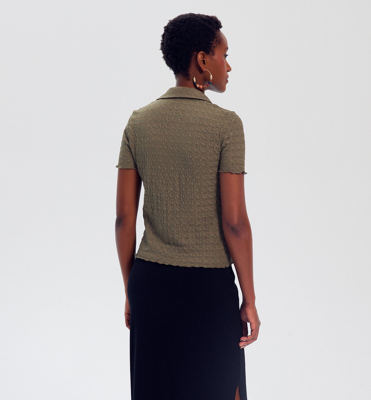 Textured stretch shirt - Ecru