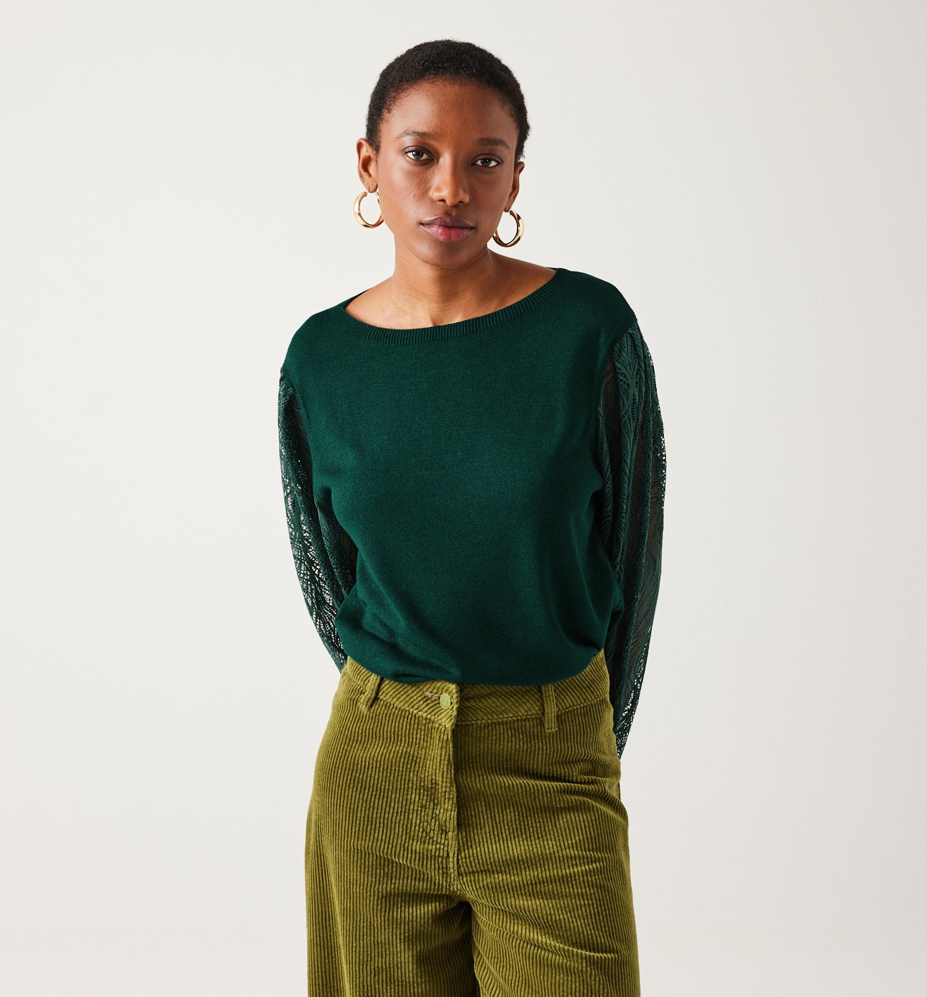 Lightweight lace-detail jumper - Black