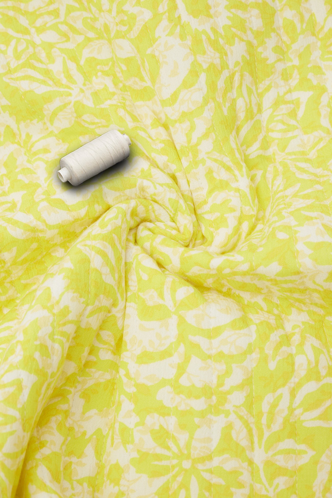 2m patterned padded fabric - Yellow print