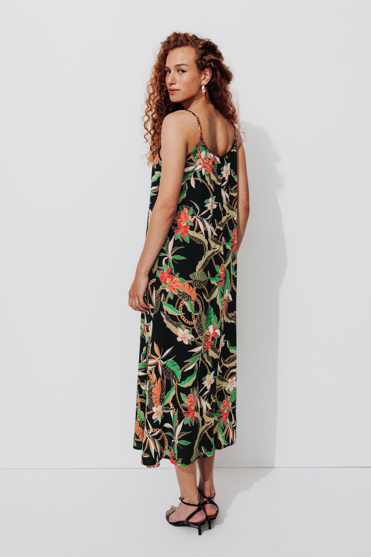 Mid-length patterned dress - Multicolour print