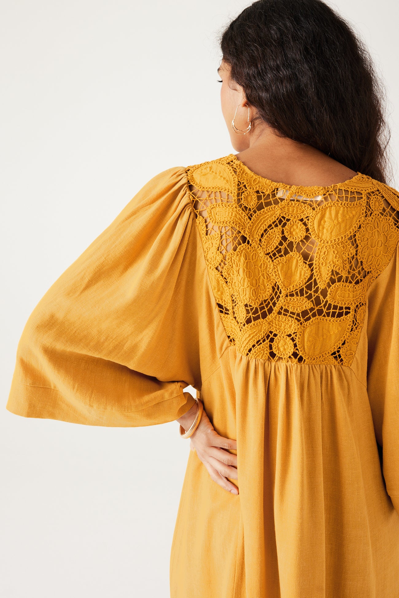 Plain babydoll dress - Ochre