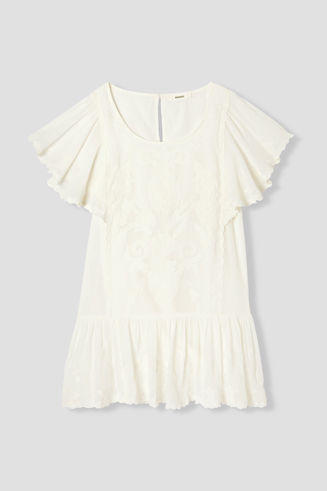 Short embroidered dress - Ecru