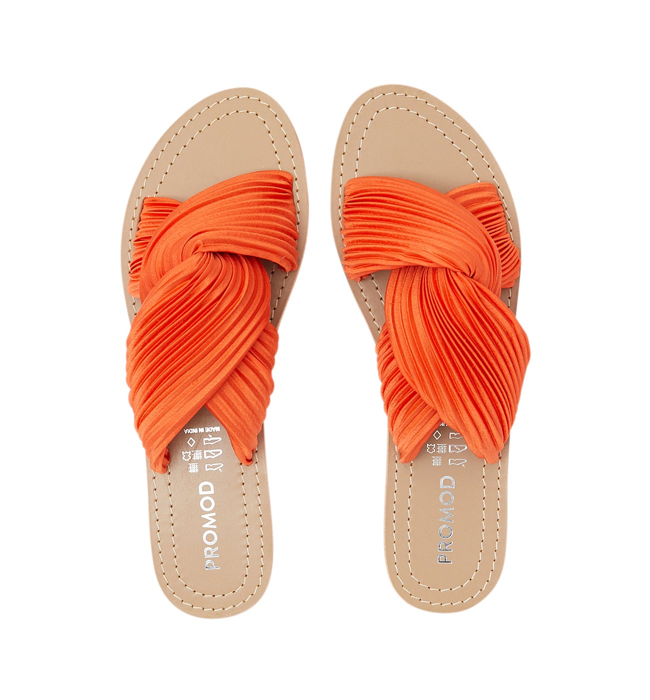 Pleat strap mules - Orange
