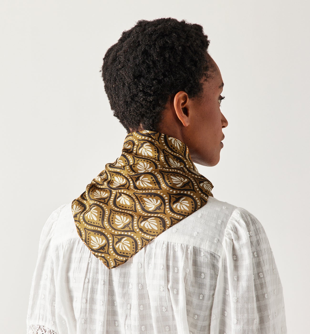Patterned silk scarf - Bronze