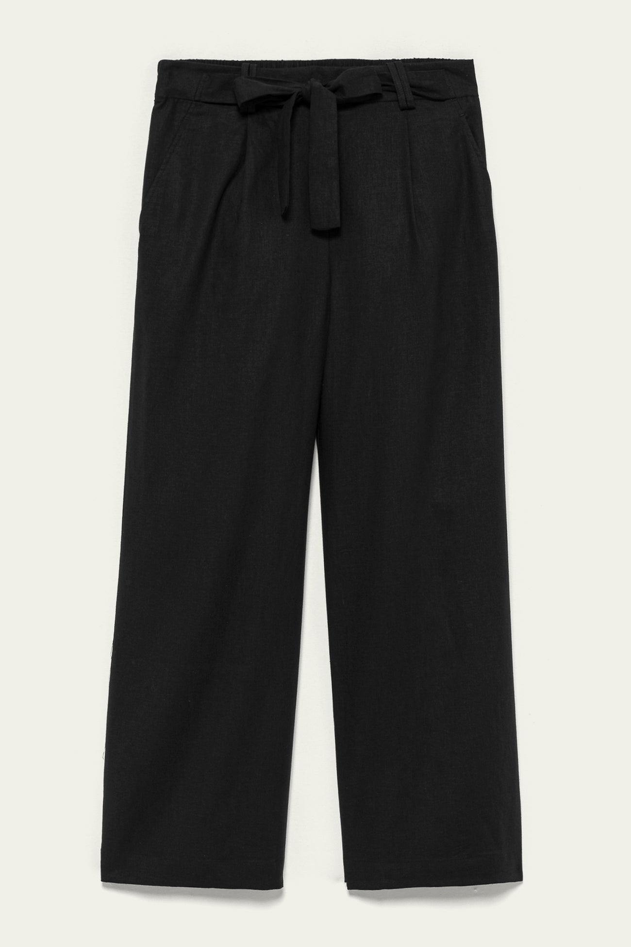 Wideleg linen blend trousers - Ecru