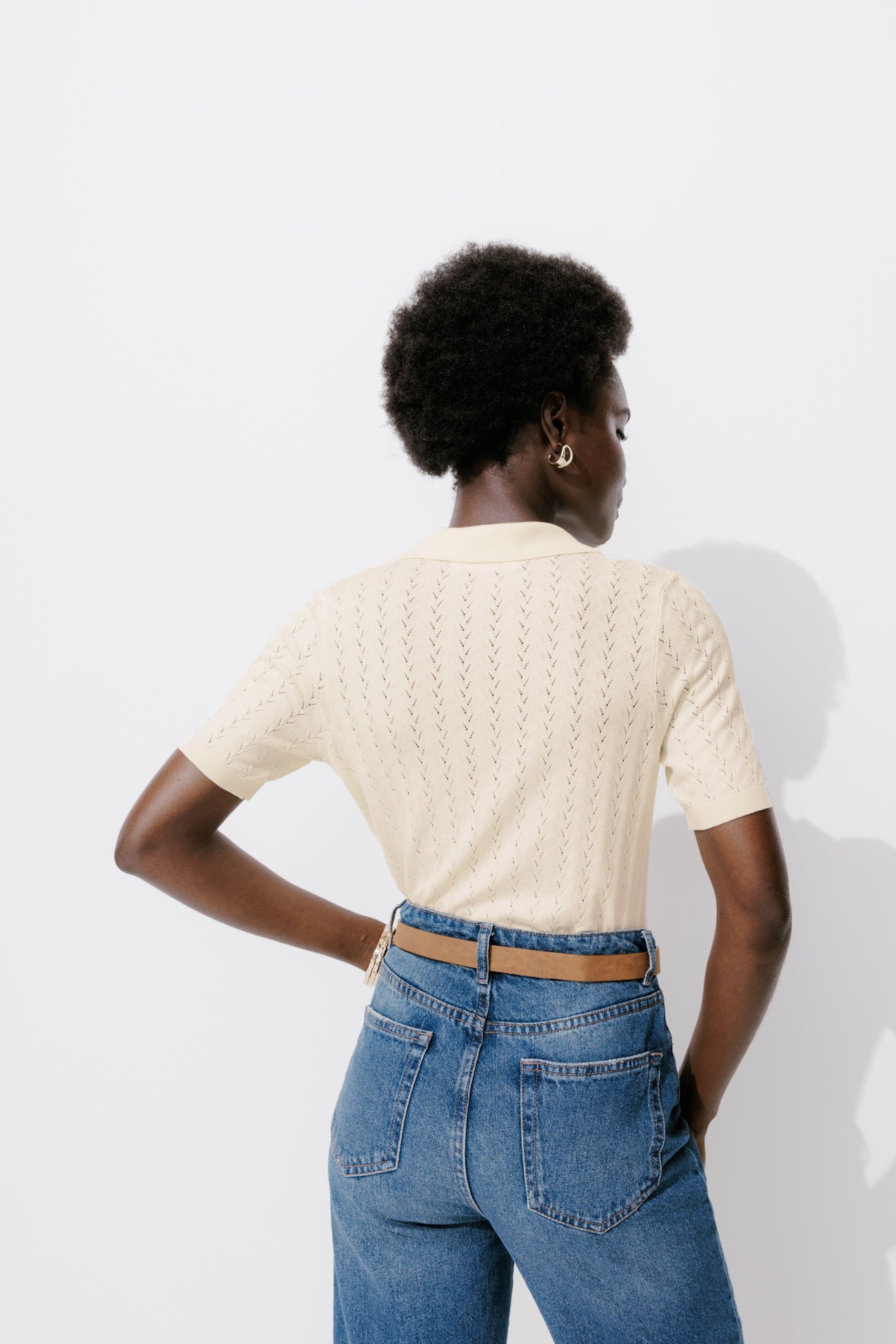 Short-sleeved polo shirt - Ecru