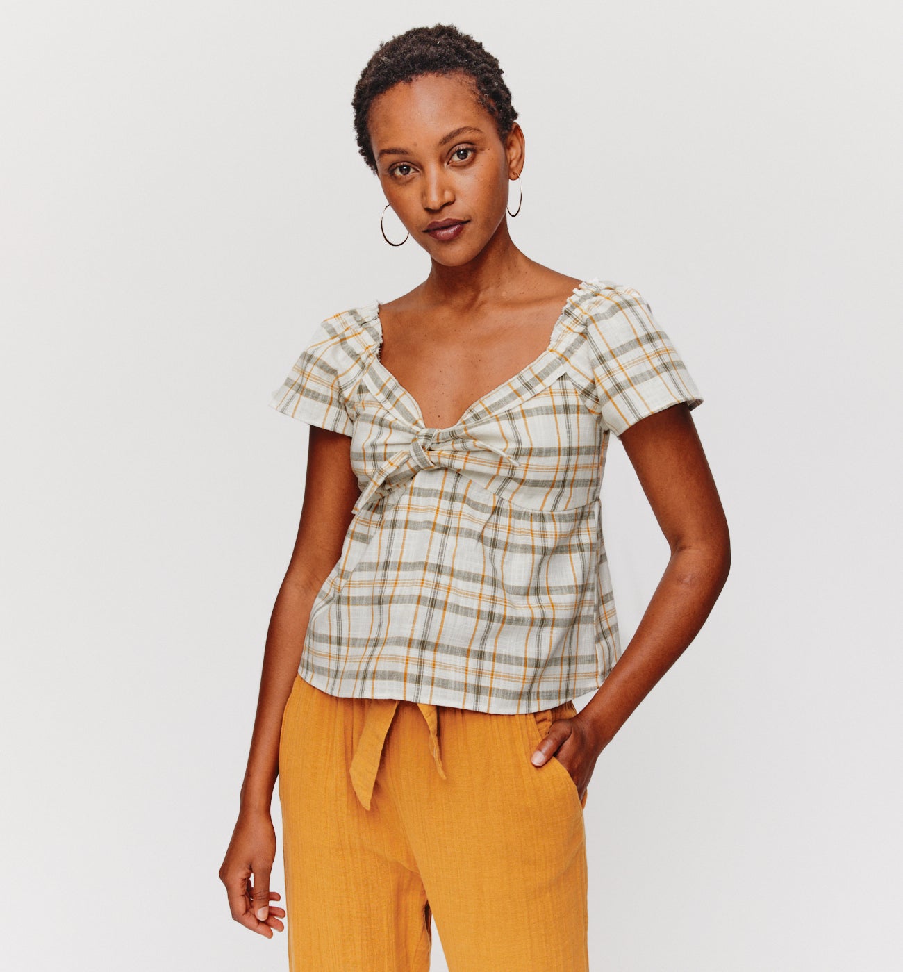 Checked blouse - Ecru checks