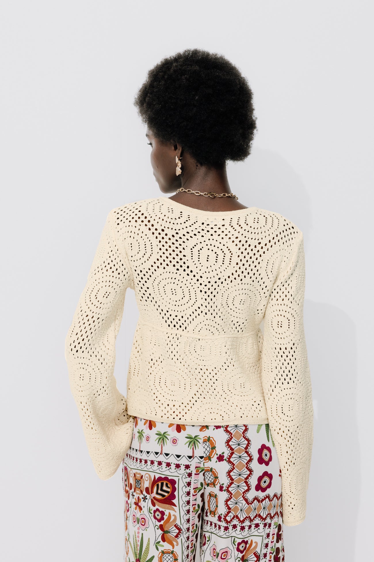 Two-way crochet jumper - Ecru