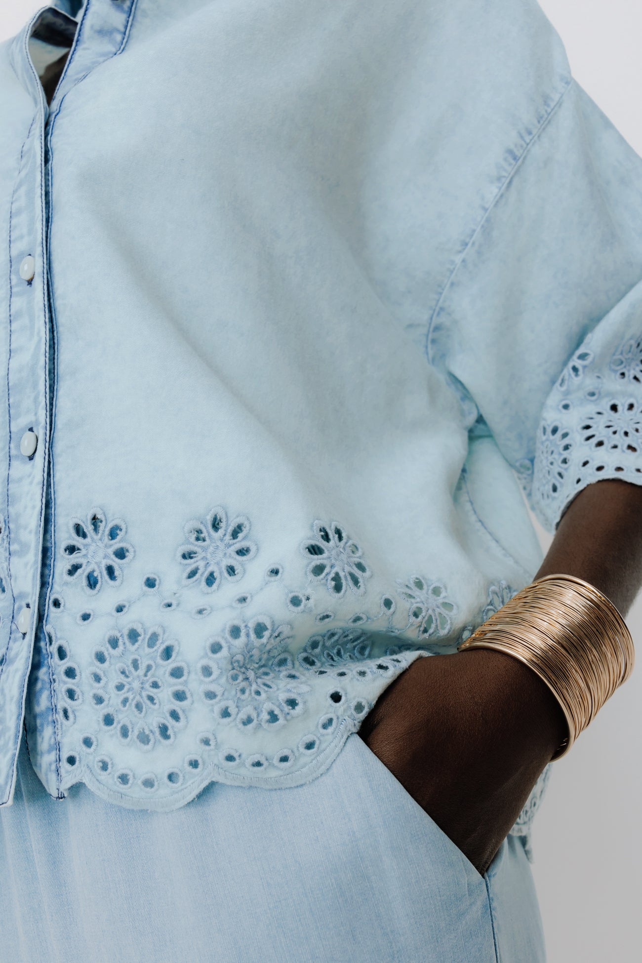 Broderie anglaise shirt - Light denim