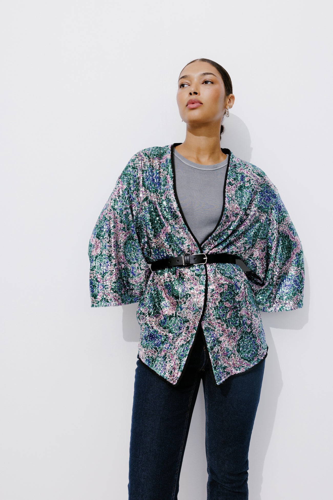 Glitzy kimono jacket - Multicolour print