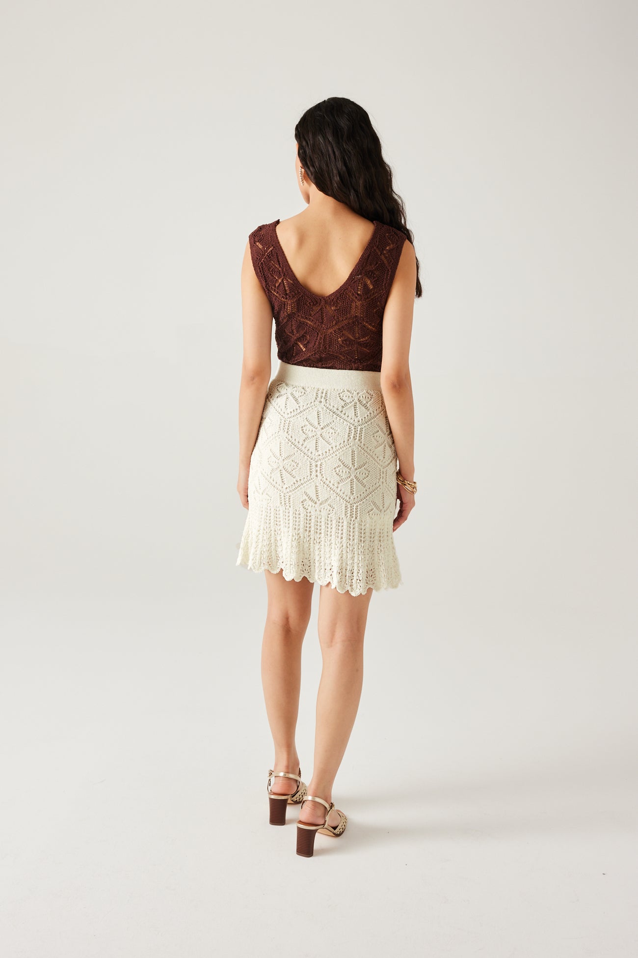 Short crochet skirt - Soft chestnut