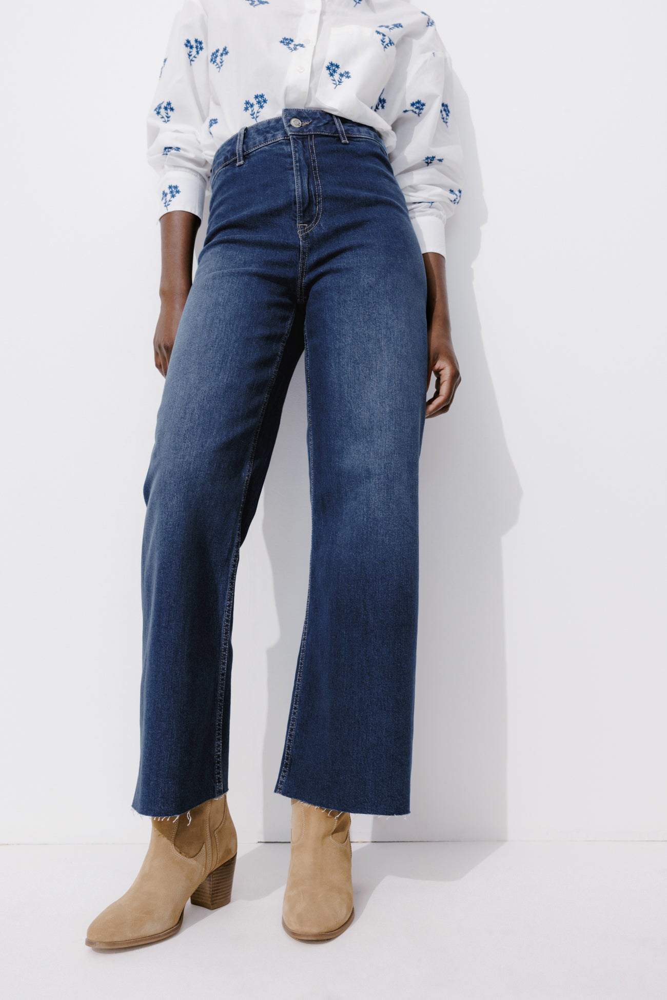 High-waist wideleg jeans - Medium denim