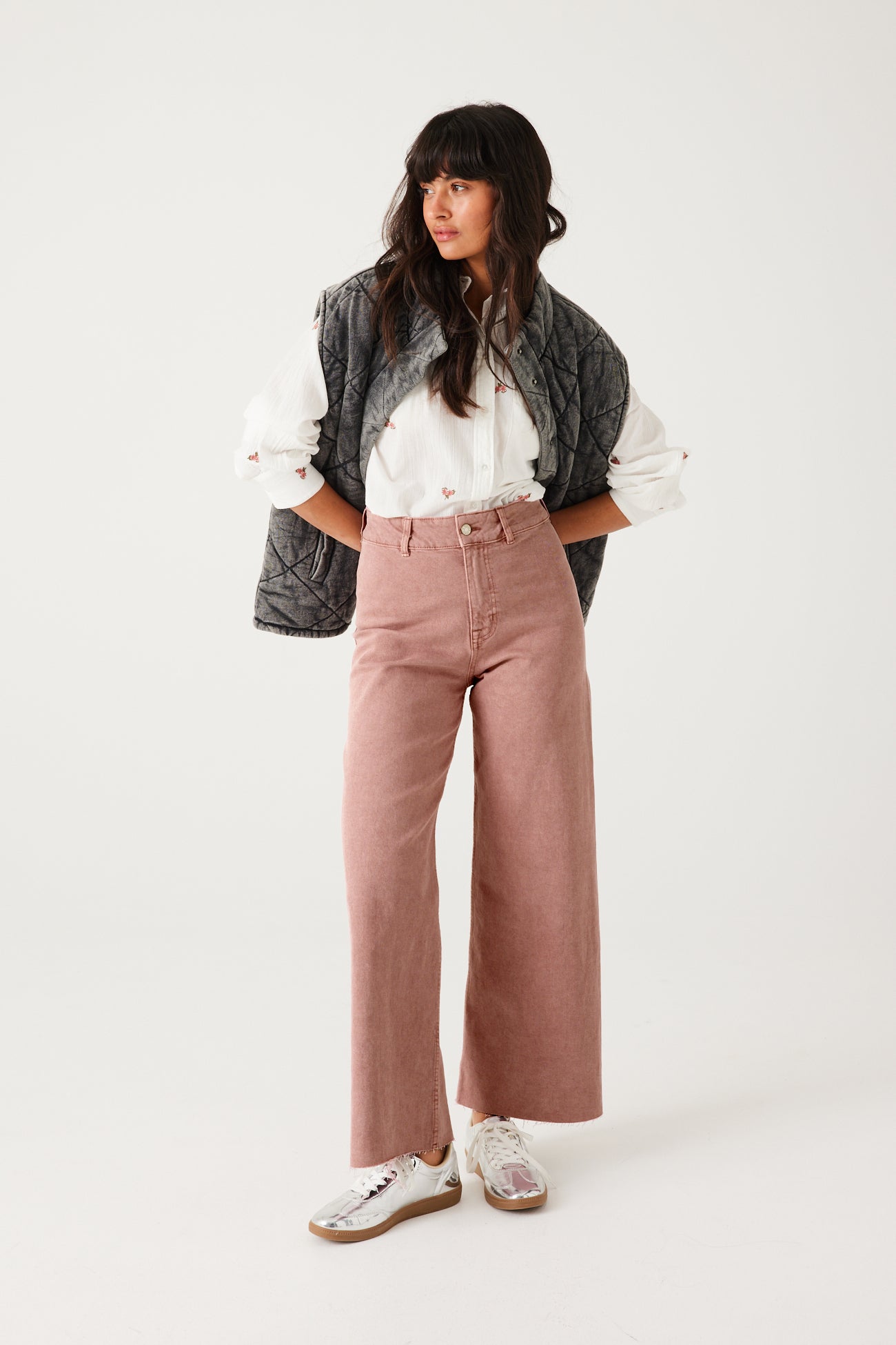 Raw cut high-waist trousers - Blue