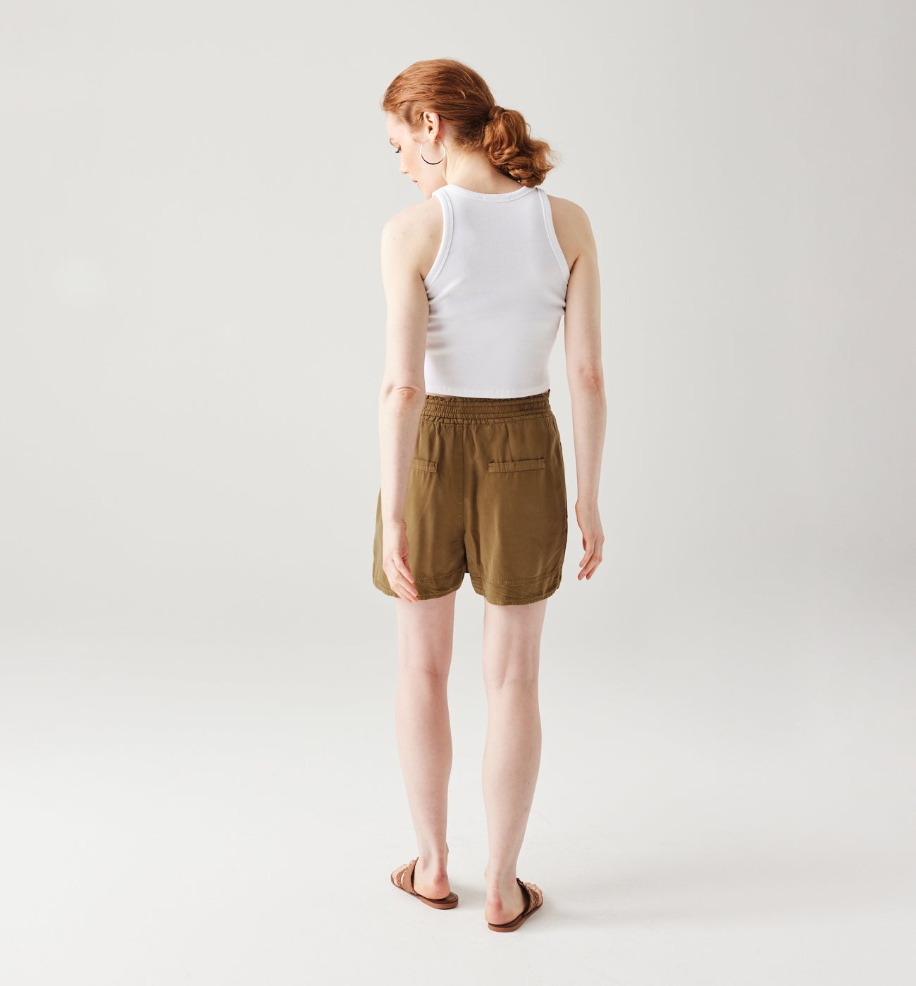 Lyocell shorts - Chestnut brown