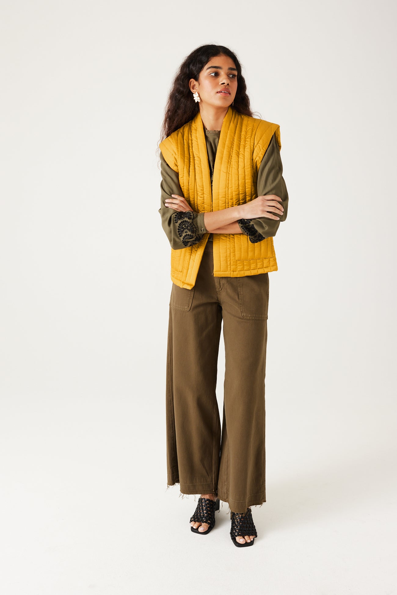 Padded waistcoat jacket - Ochre