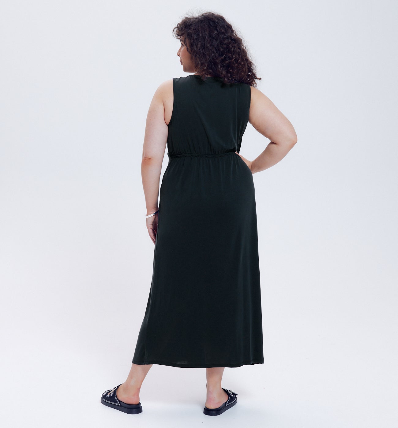 Long plain jersey dress - Cobalt