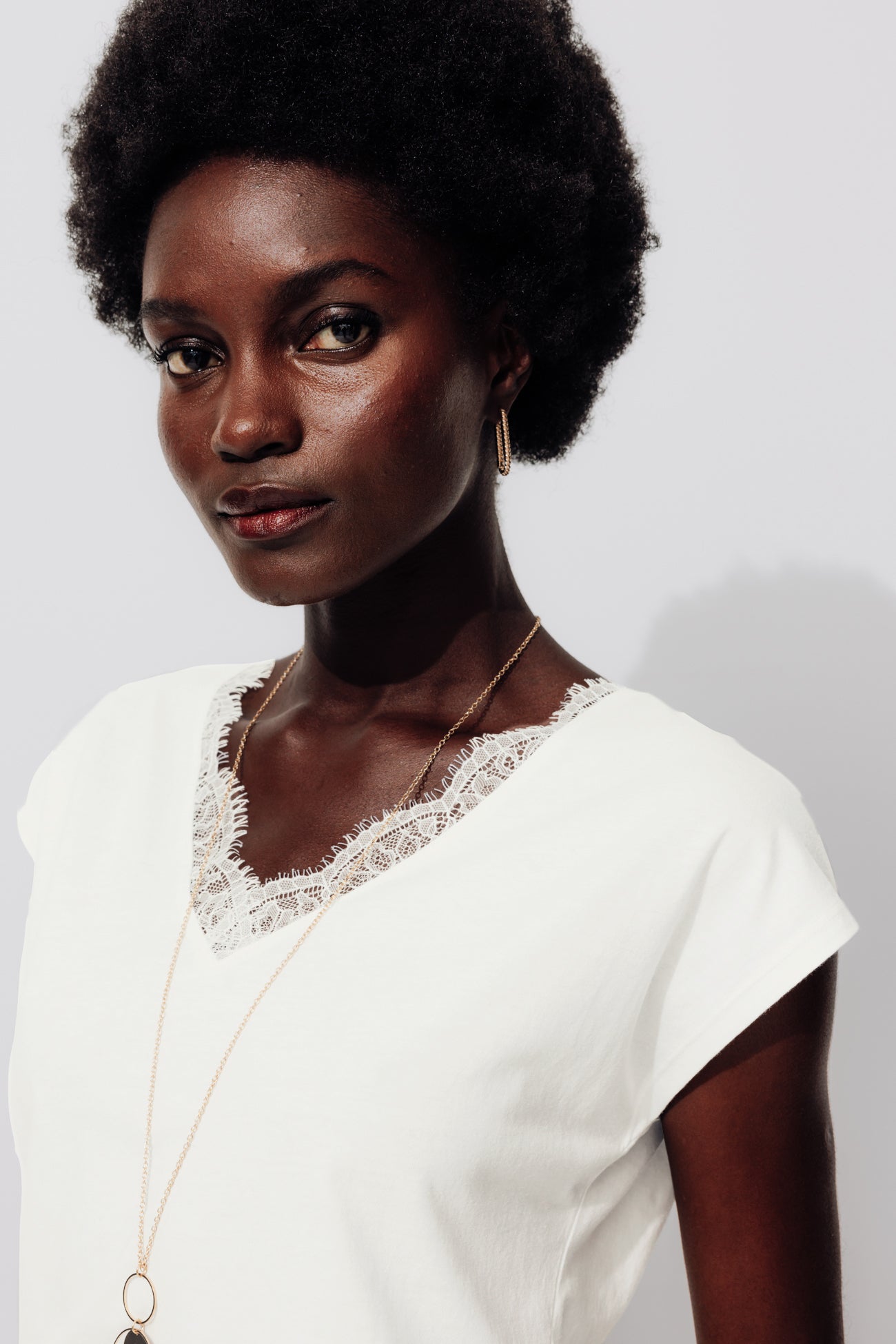 Lace detail t-shirt - Khaki