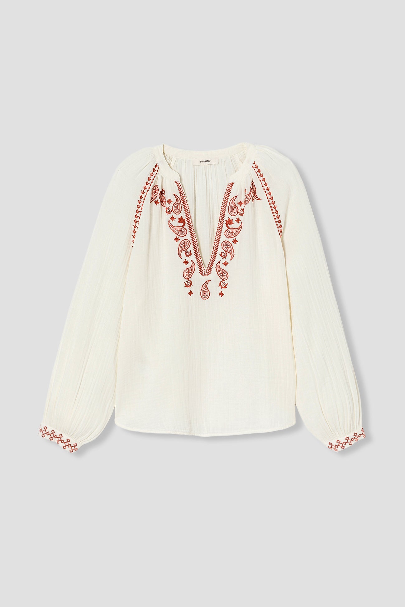 Embroidered gauze cotton shirt - Sienna