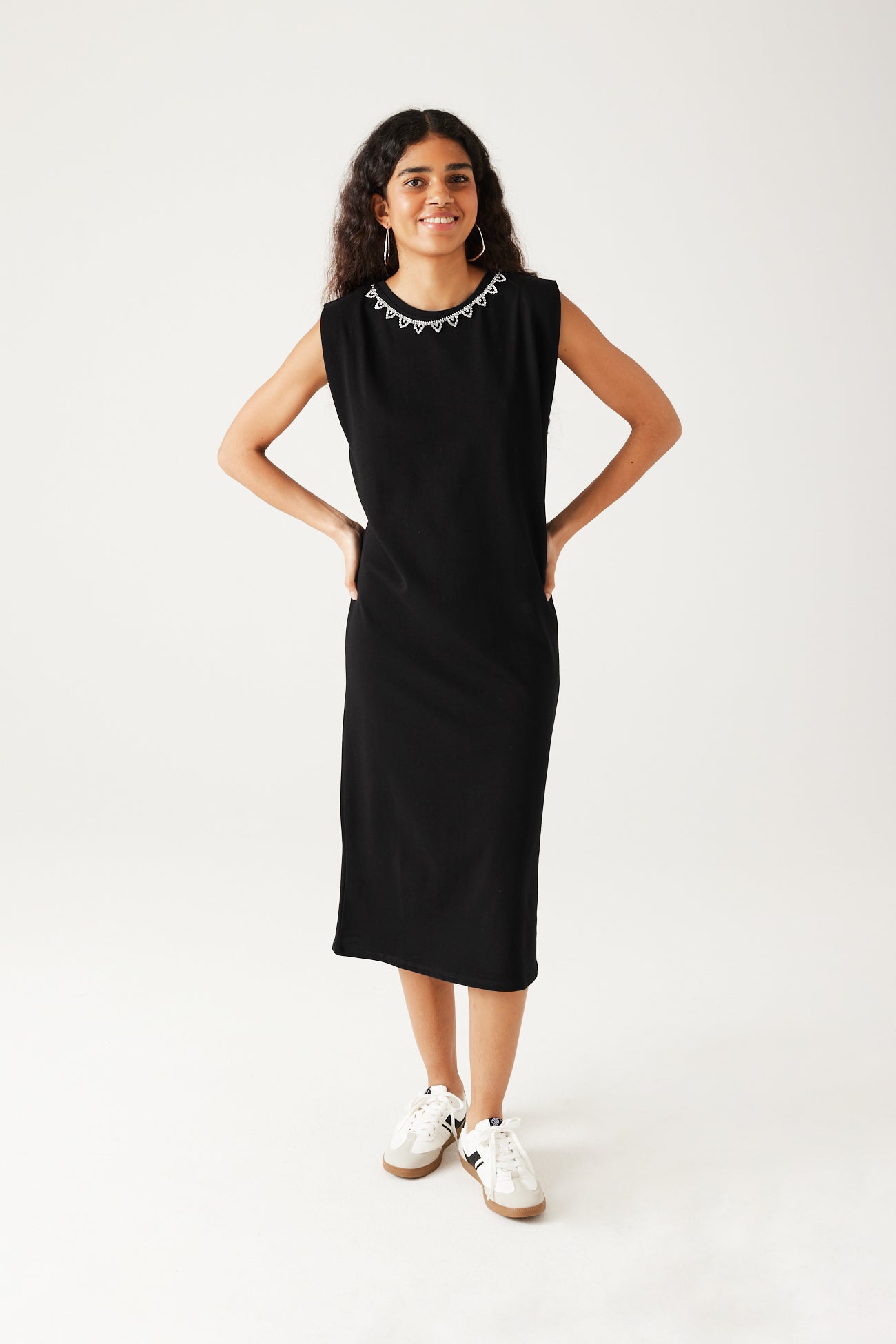 Tube dress + strass - Black stripes