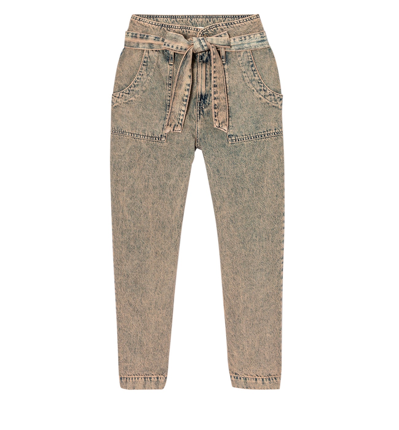 High-waist overdyed jeans - Light denim