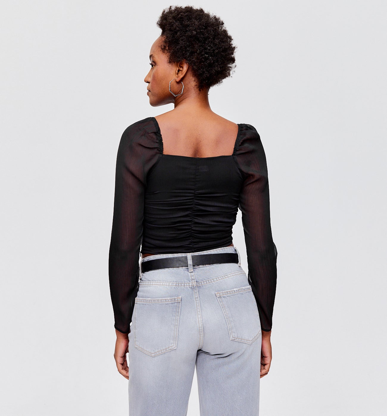 Cropped voile top - Multicolour print