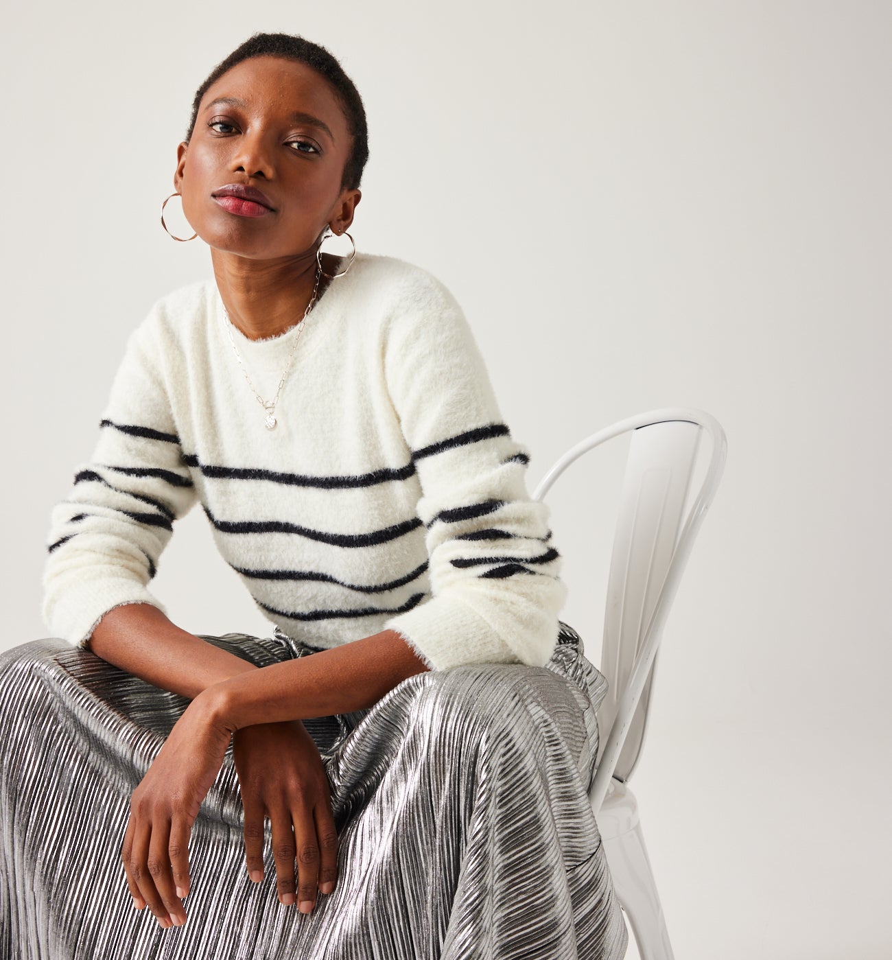 Fluffy nautical jumper - Black stripes