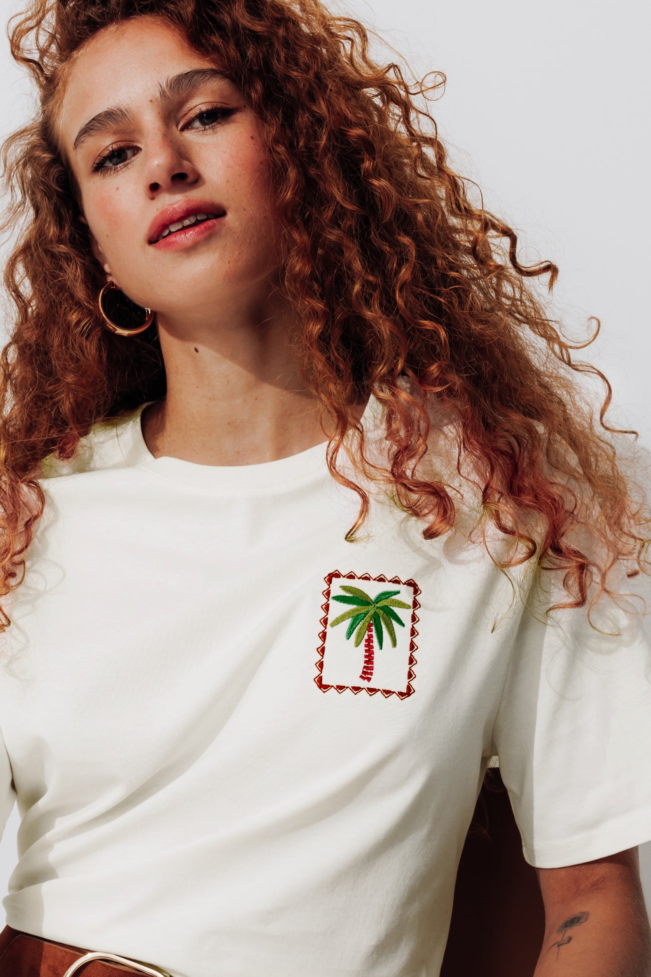 Embroidered t-shirt - Ecru