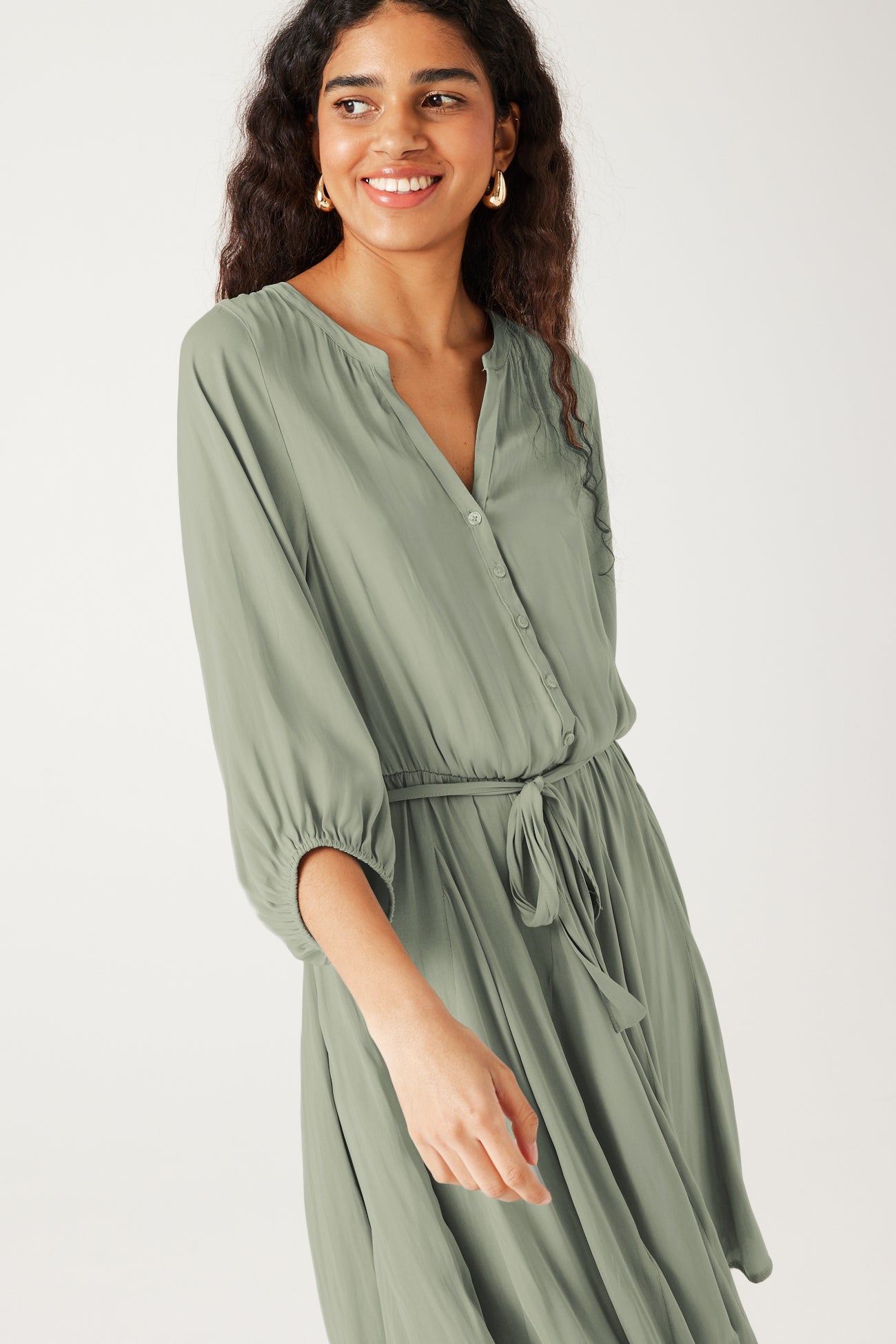 Short satin dress - Turquoise