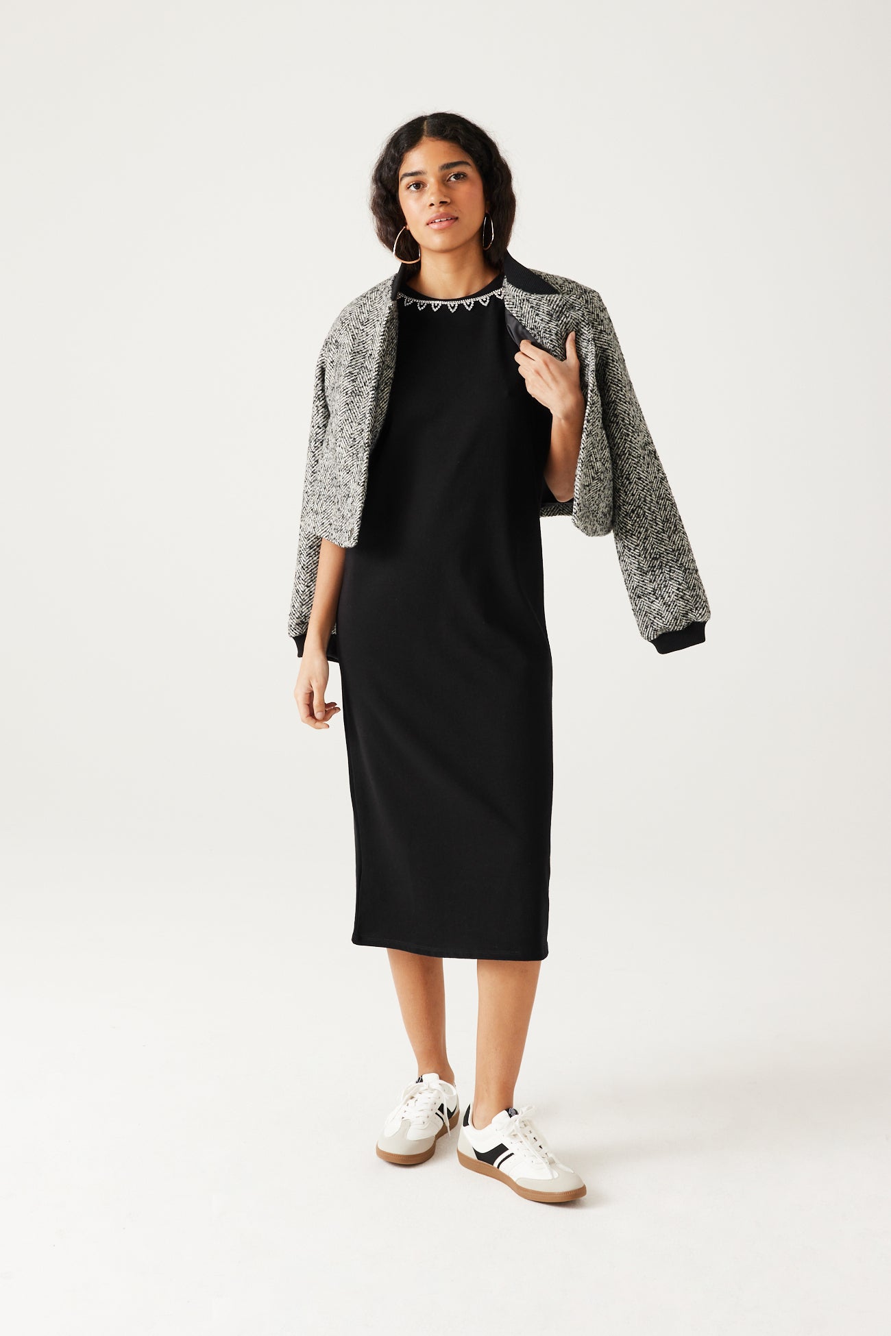 Tube dress + strass - Black stripes