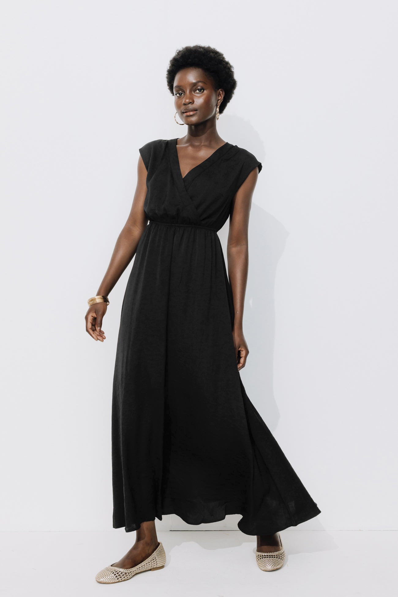 Long silky dress - Black