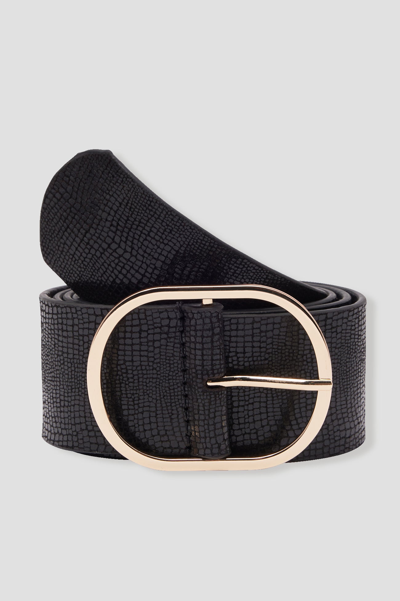 Wide leather belt - Black