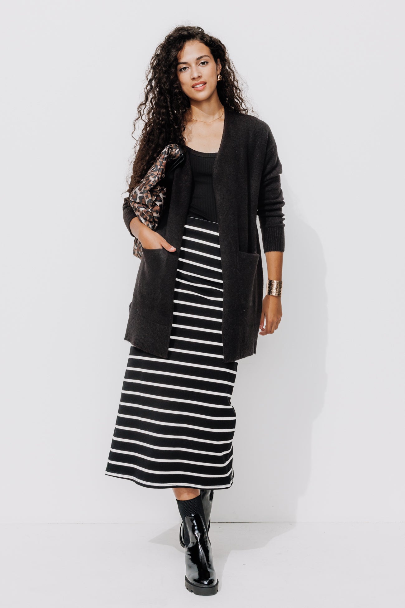 Long knit cardigan - Light grey