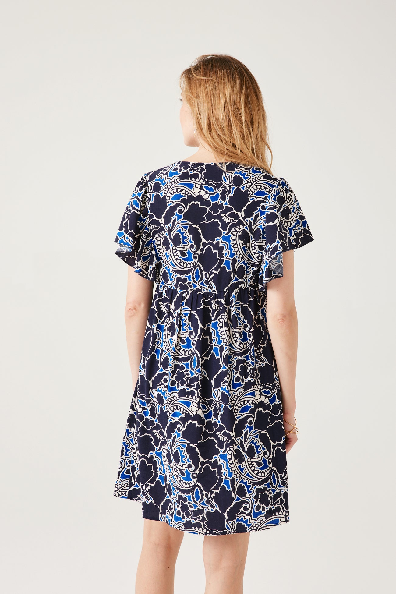 Short patterned dress - Blue print