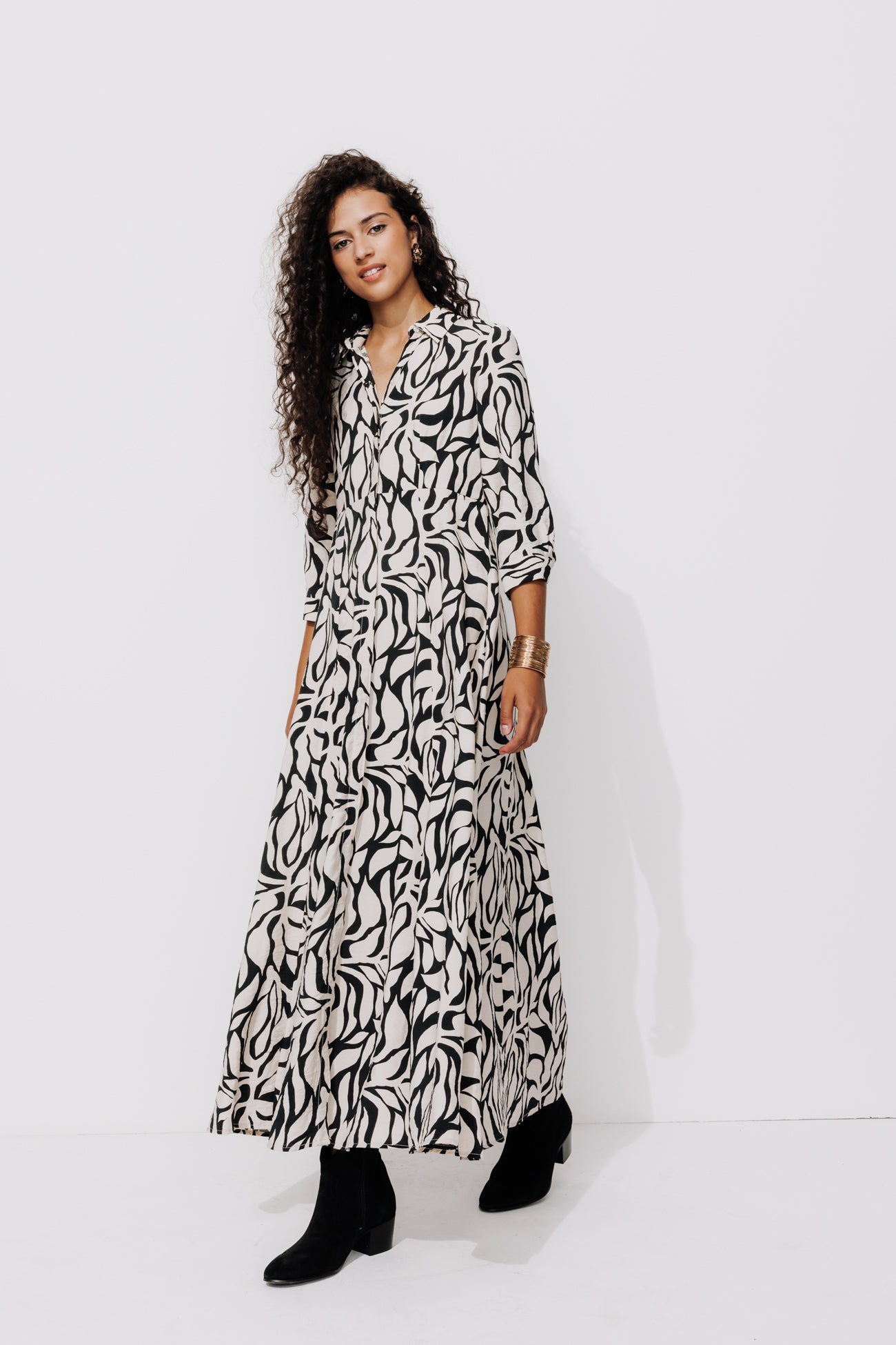 Ecodesign shirtdress - Black print