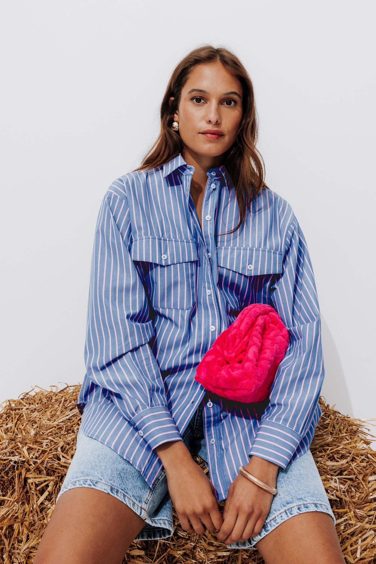 Striped oversized shirt - Blue stripes