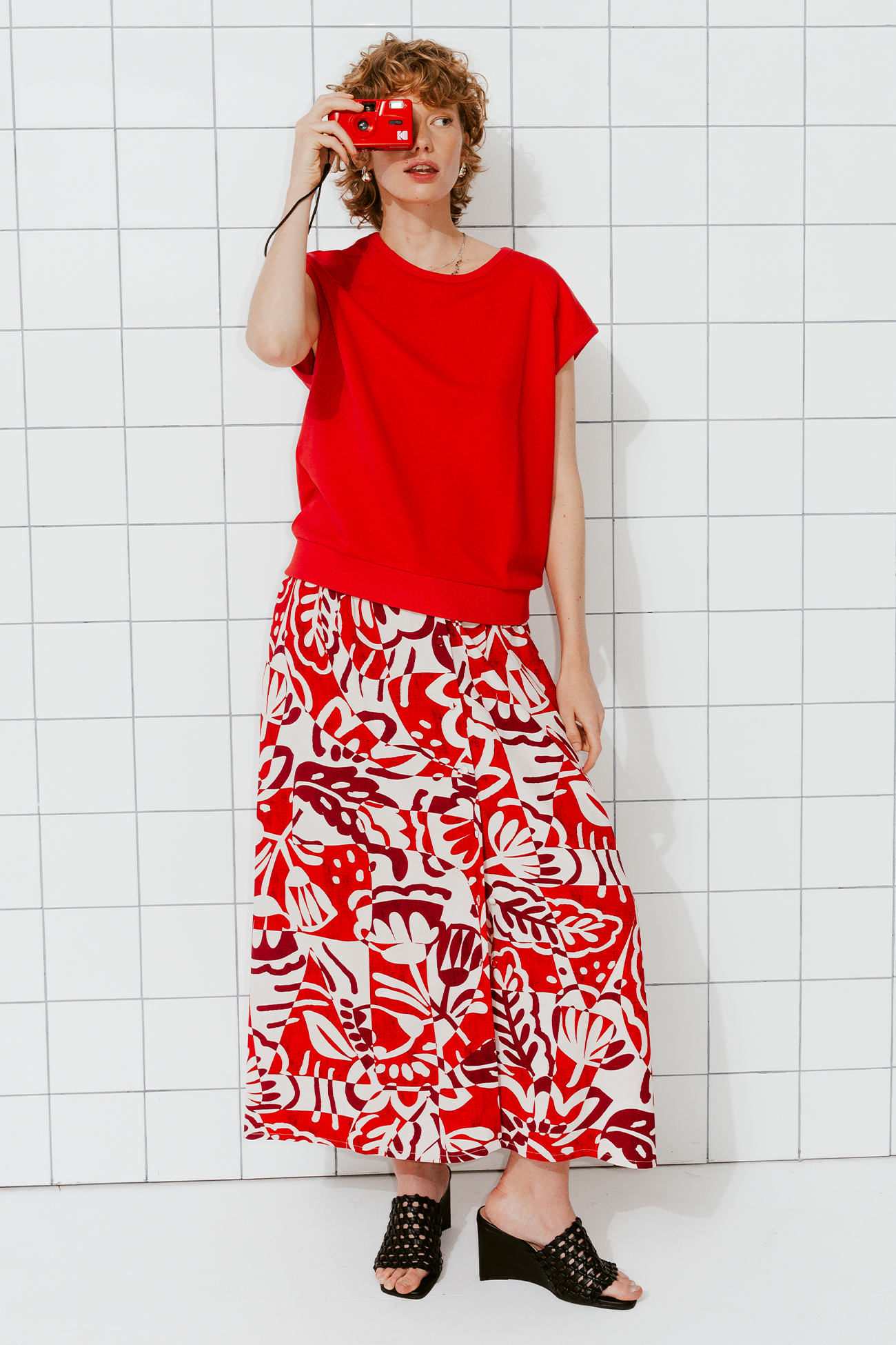 Long patterned skirt - Ecru print