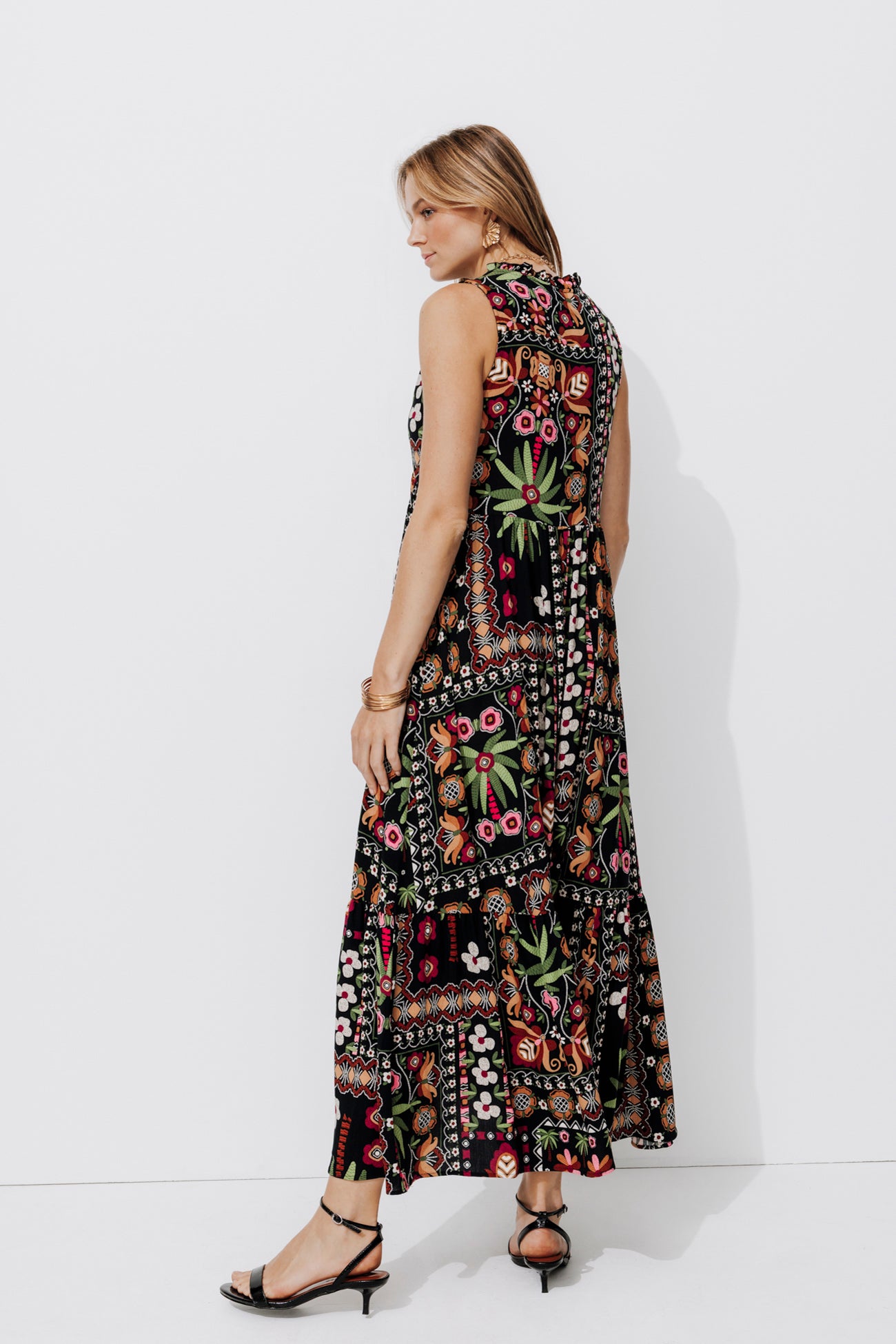 Long patterned dress - Black print