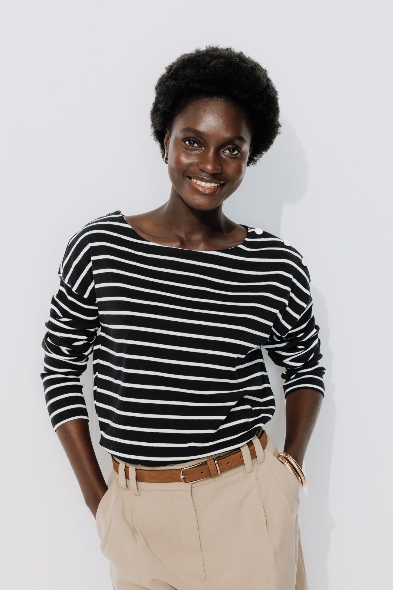 Sailor striped t-shirt - Ecru stripes