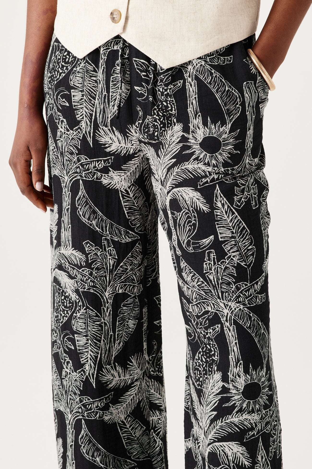 Wideleg patterned trousers - Black print