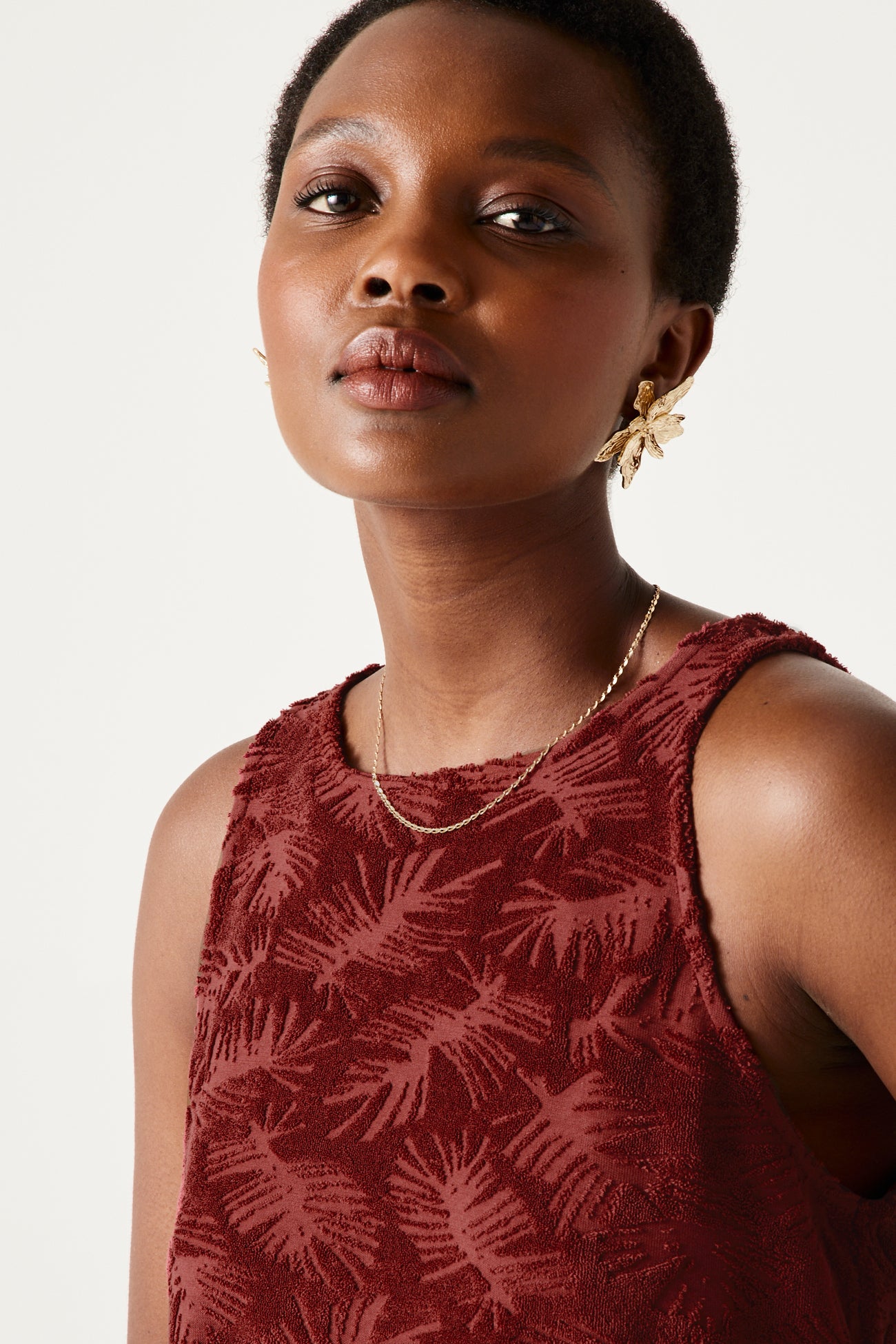 Short towelling dress - Bordeaux red