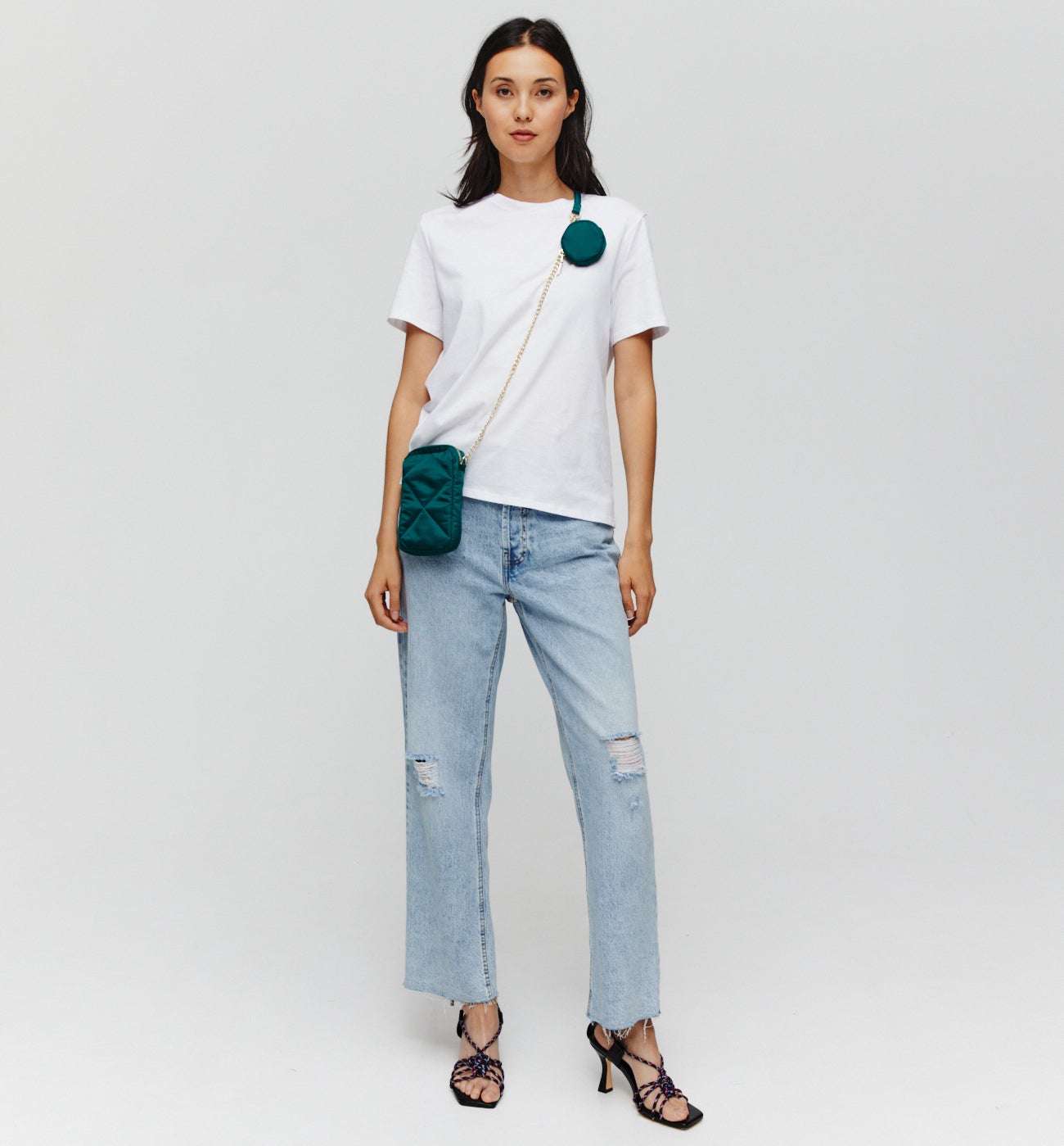Plain short-sleeved top - White