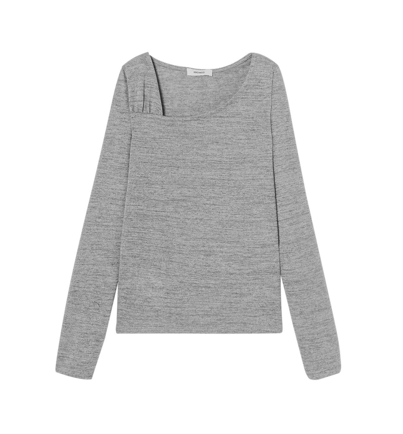 Slanted neckline top - Light grey