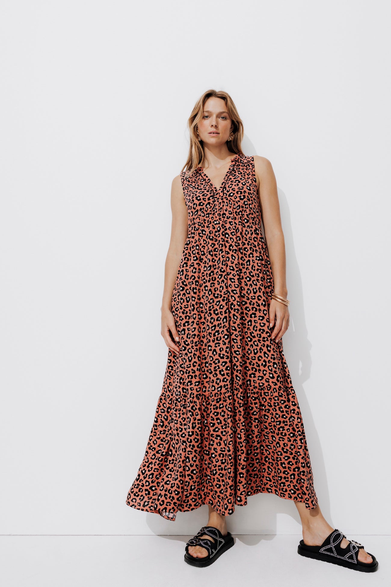 Long patterned dress - Black print